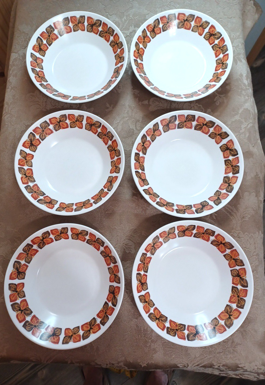 6 MCM VTG Noritake Progression Southern Glow 7 1/2" Cereal Soup Brown Bowls Set